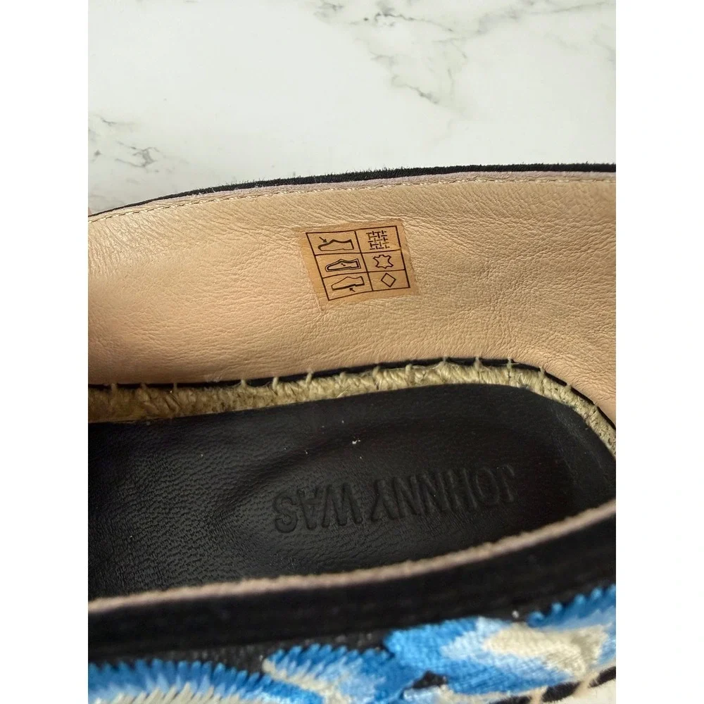 Johnny Was Cooper Embroidered Espadrilles Sz 9 Womens Black Floral